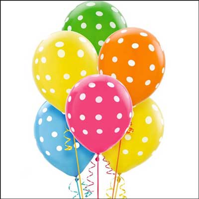 "Unblown Polka Dot Printed Latex Balloon (pack of 10 balloons) - Click here to View more details about this Product